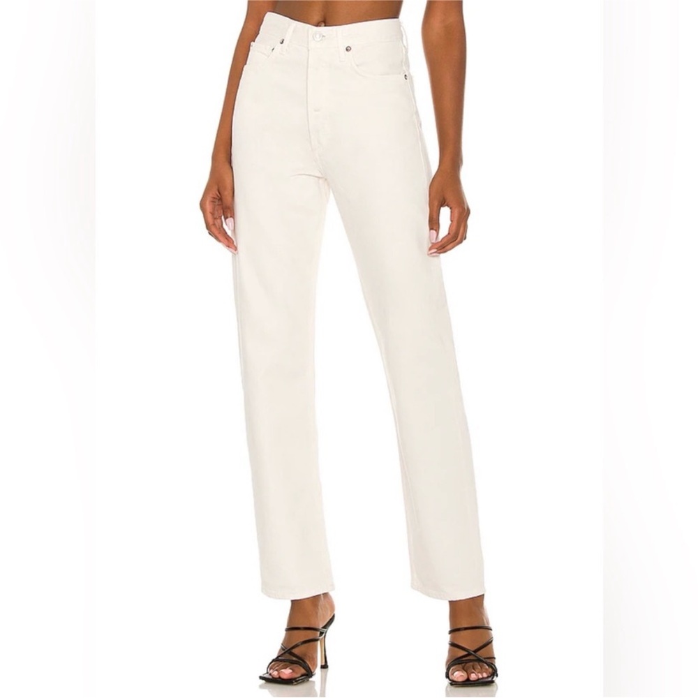 Agolde 90’s Pinch Waist High Rise Straight Jeans Ivory 25